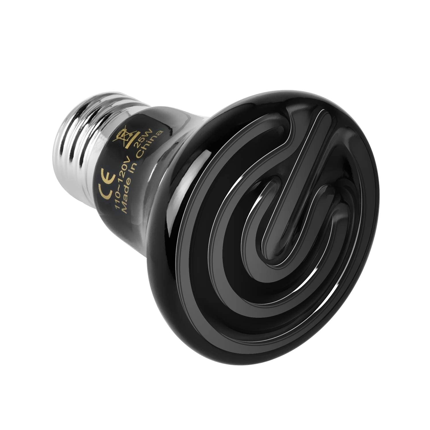 Simple Deluxe 25W (Mini) Ceramic Heat Emitter Reptile Heat Lamp Bulb No Light Emitting Brooder Coop Heater for Amphibian Pet & Incubating Chicken, Black, 1-Pack