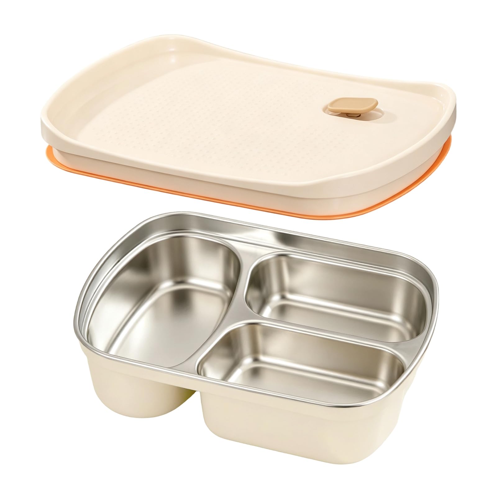 Jazuaiao A Packed Meal Box With Divided Stainless Steel Insert Lidded Lunch Container For Family Carry School Workday Travel Storage Meal Prep Separated Foods Lunch Organizer
