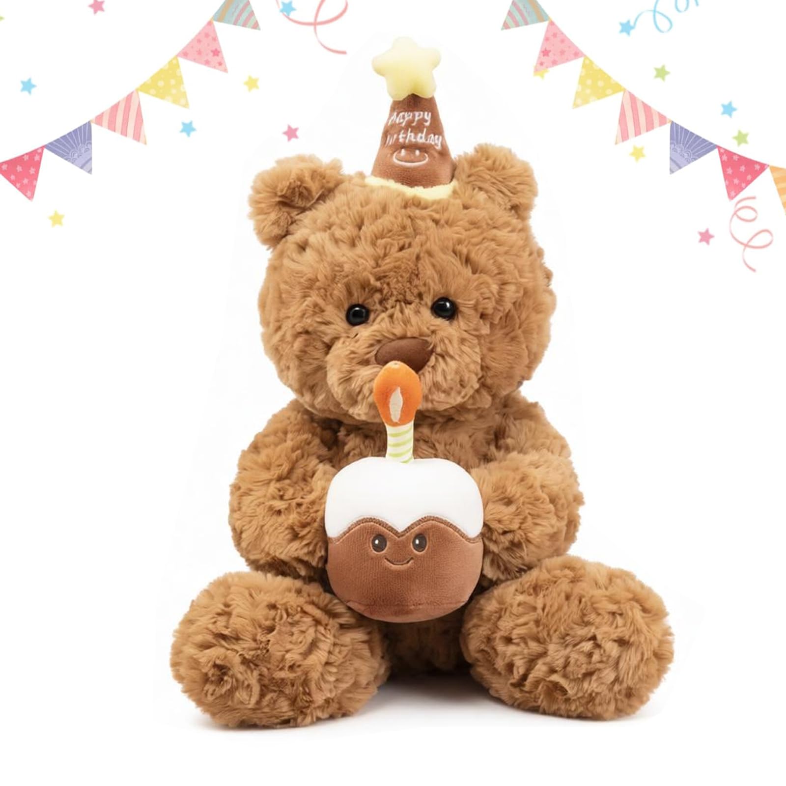 EujRcf Birthday Teddy with Cake, Soft Birthday Plush Gift for Lover, Friend