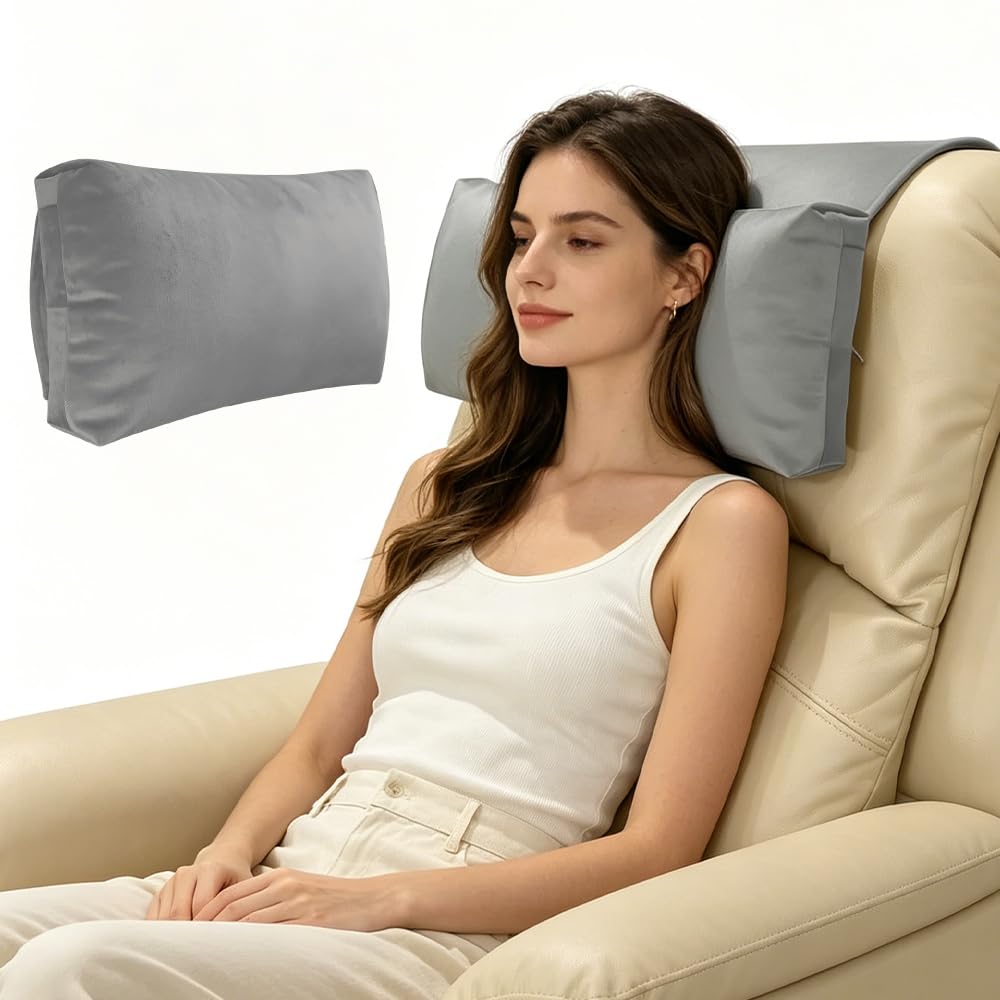 HIULLEN Headrest Ergonomic Pillow, Neck Pillow for Recliner, Recliner Headrest Pillow with Pocket, Neck Support Pillow for Recliners and Armchairs for Cars, Office, Gaming Chairs