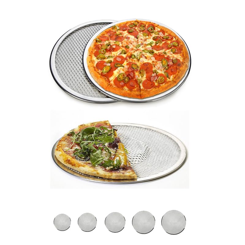 Bandeja para Pizza de 15/23/38 Pulgadas, Malla Redonda de Aluminio para Hornear Pizzas, Bandeja para Masa Fina, Herramienta de Malla para Hornear Pizzas de Acero (15 cm) (23 cm)