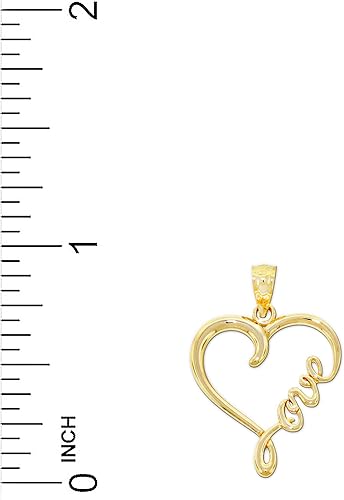 Miniatura 4 de Dije de corazón "Love" de oro macizo de 10 quilates - Colgante de corazón - Joyas de amor cursivo