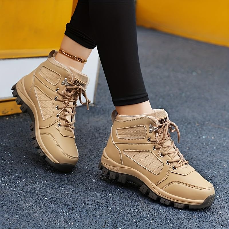 Black Women's Mid-Calf Lace-Up Hiking Boots | Sturdy Construction, Durable Footwear, Non-Slip Rubber Base | All-Season Outdoor Trekking Shoes for Hiking and Climbing4