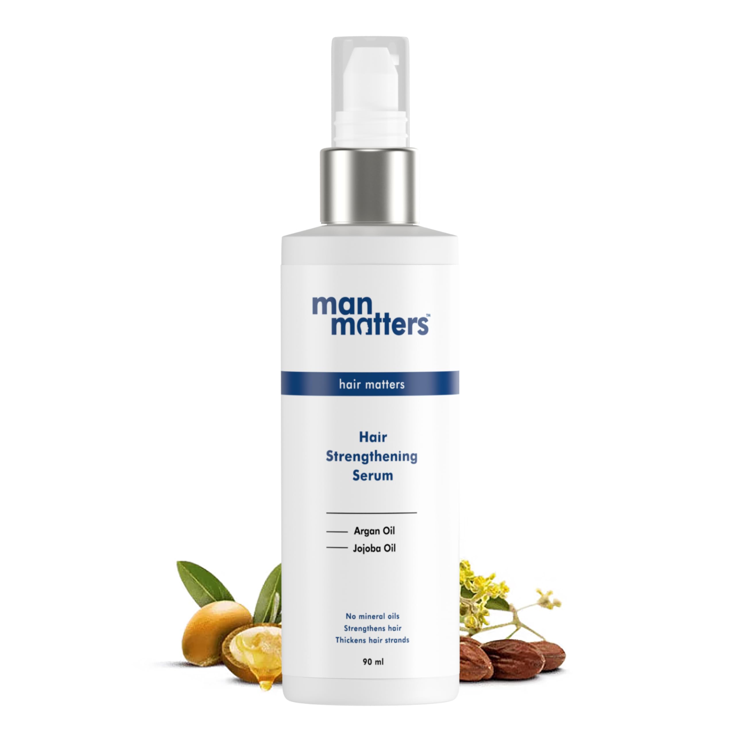 Hair Serum for Men With Jojoba and Argan oil | For Silkier, Shinier, Smoother & Frizz Free Hair | Instant Shine & Smoothness | Non Sticky Hair Serum | 90ml