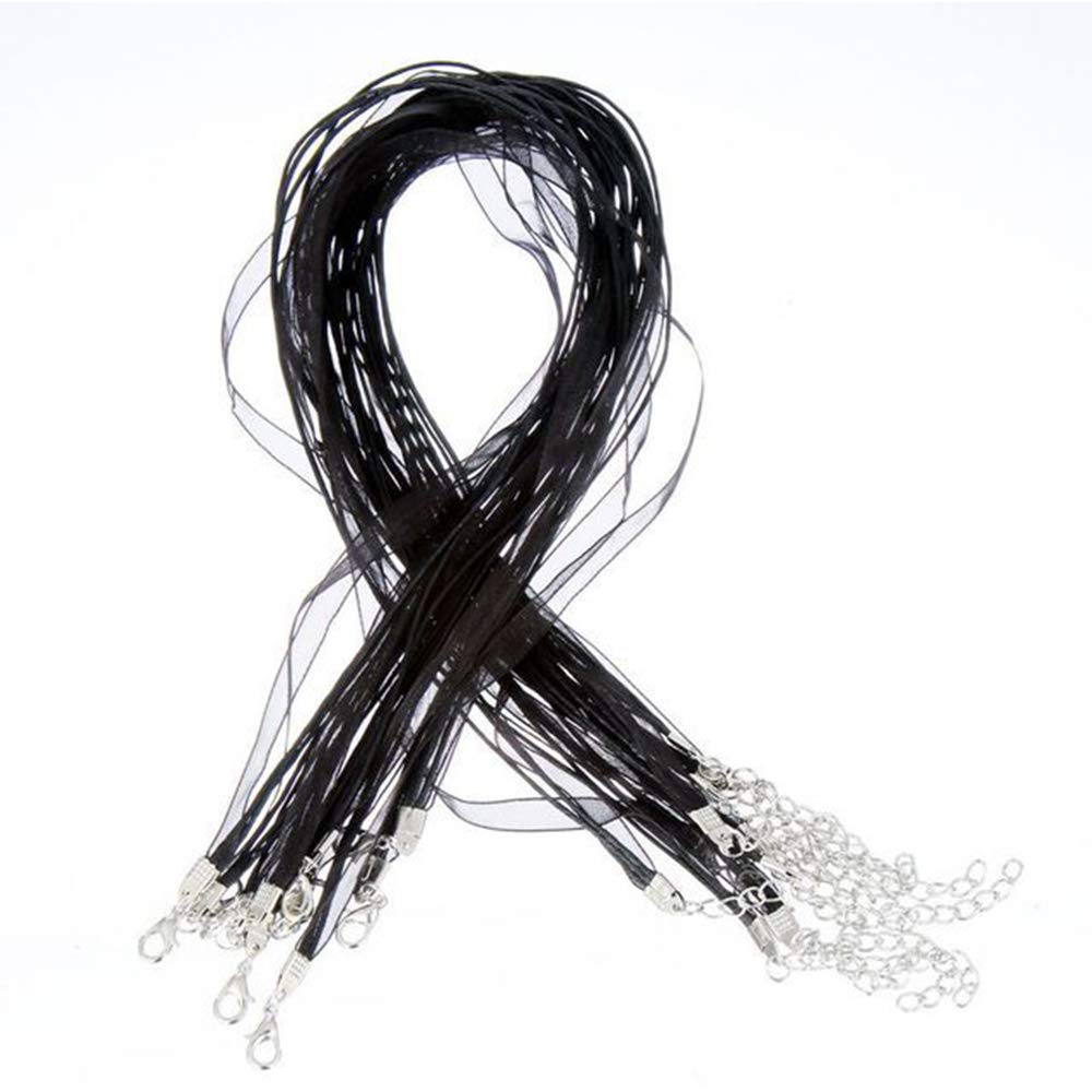 RAYLINEDO 10 Pieces Colorful Ribbon Waxen Organza Cord Adjustable Necklace with Lobster Clasp for DIY Jewelry Making