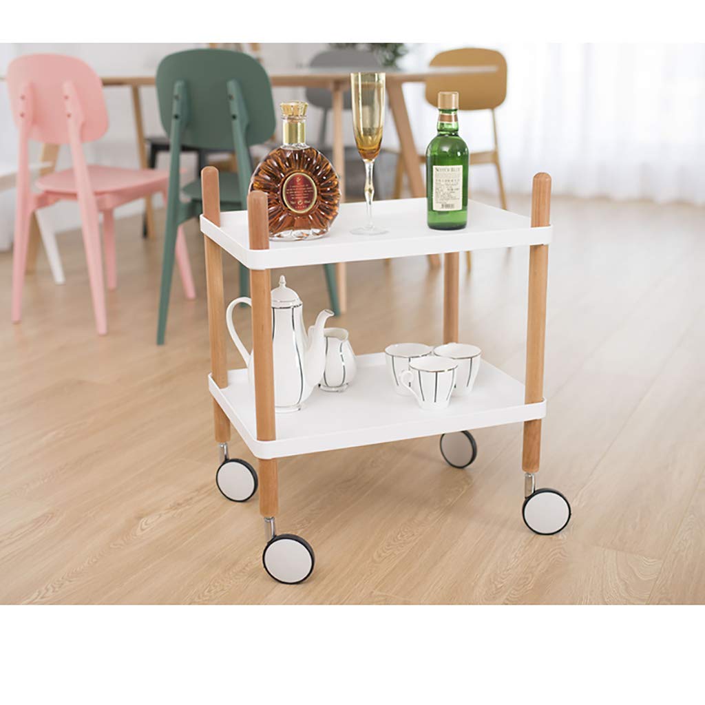 Carro de Servicio con Soporte de Madera, Bandeja de Polipropileno de 2 o 3 Niveles y Ruedas con Bloqueo. Ideal para cocinas, hoteles y restaurantes.