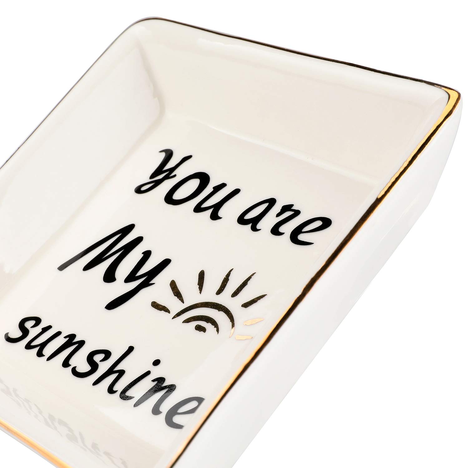 LYOOmaLL Ceramic Jewelry Trays Ring Dish for Women Friends Birthday Gifts Mother of Bride Gifts from Daughter (You Are My Sunshine)