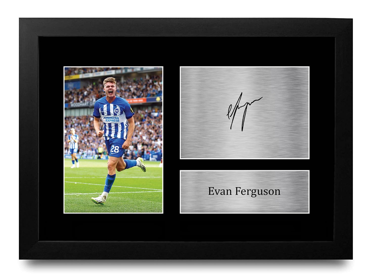 FR A4 Evan Ferguson Brighton & Hove Albion Gifts Printed Signed Autograph Picture for Football Fans and Supporters - A4 Framed