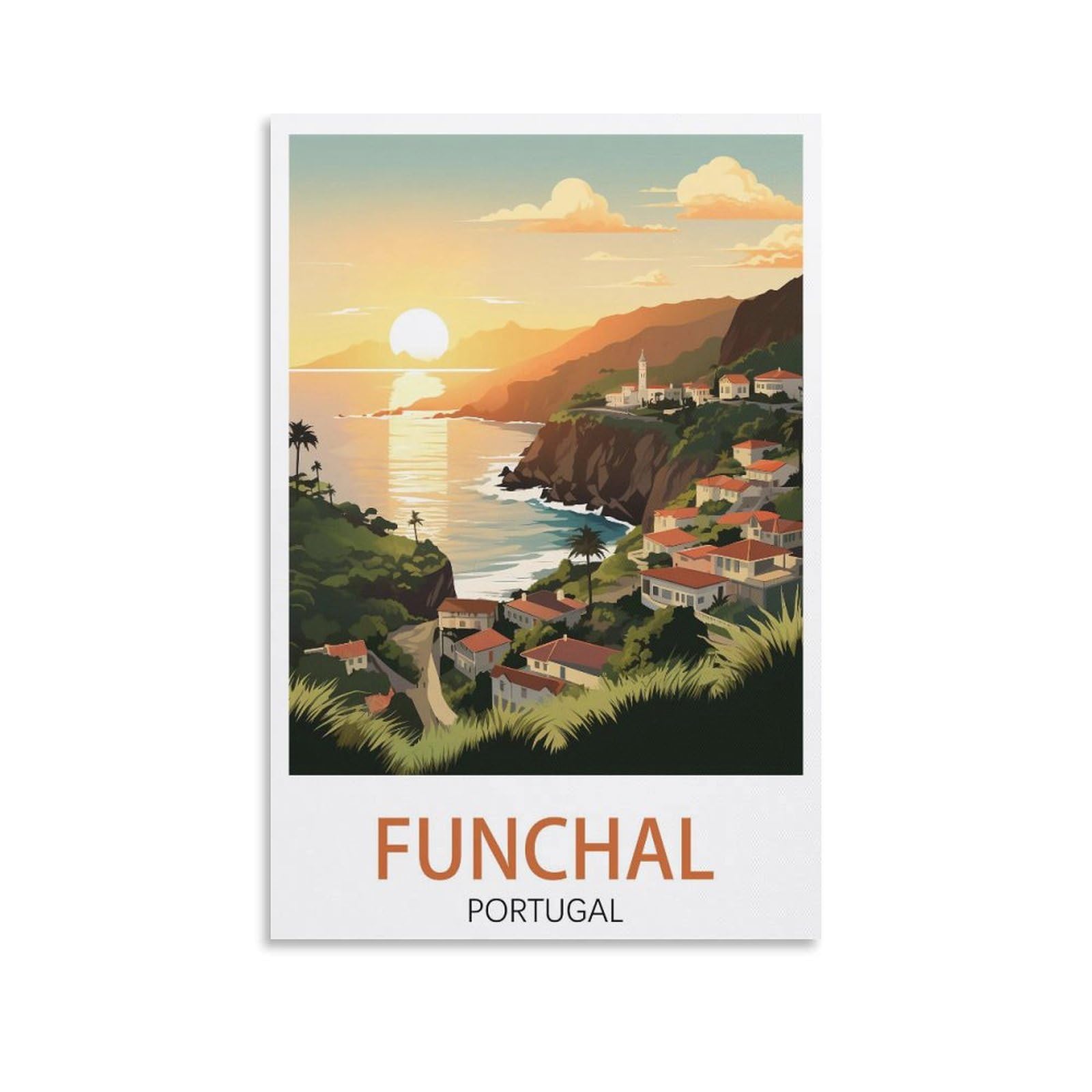EZMLFA Diamond Painting Kits for Adults,Funchal Portugal DIY Crystal Embroidery Gifts,Diamond Art Craft,for Living Room Home 30x40cm