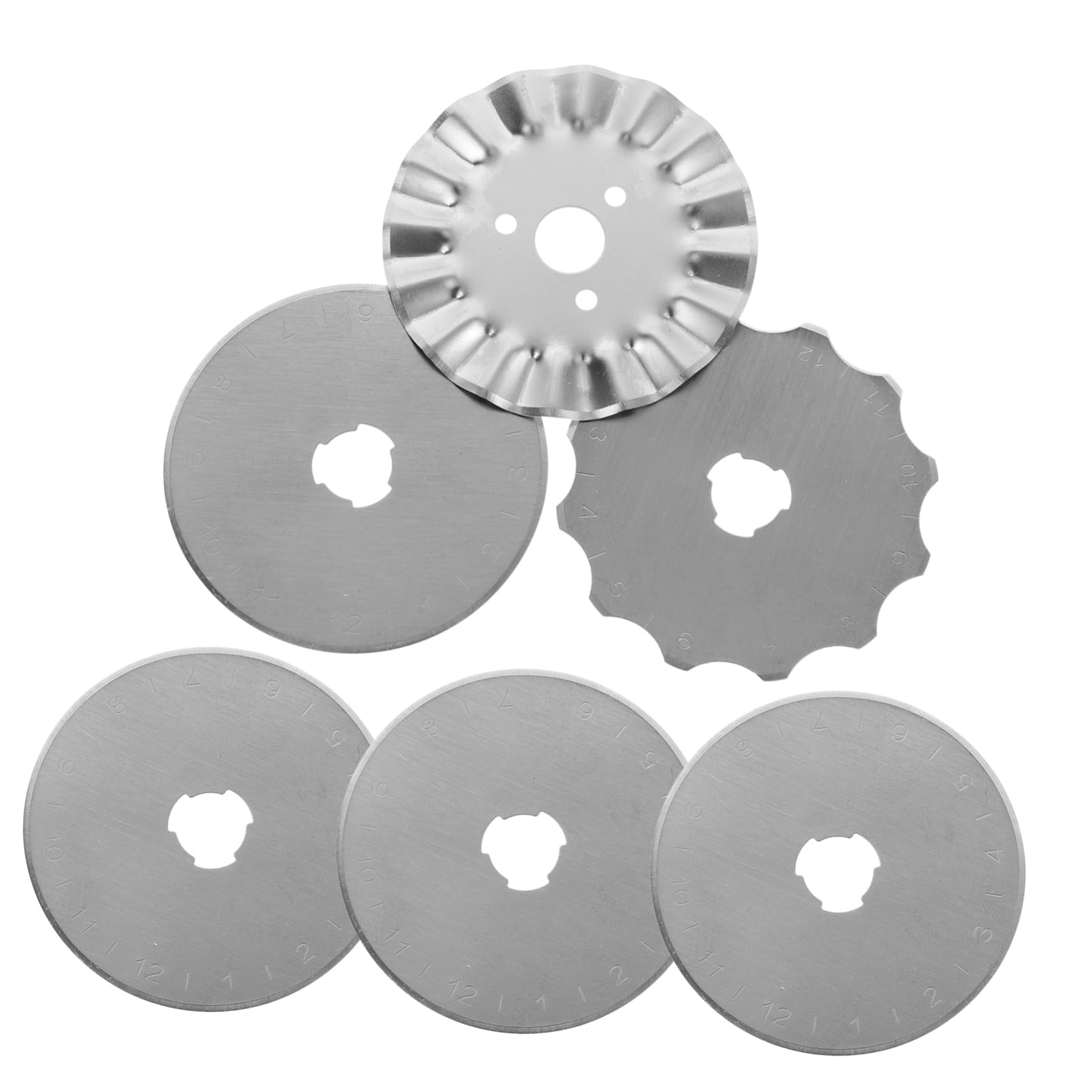 ARTIBETTER 5 Sätze Quilt-rotationsmesser Teil Multi Runden Streugut Ersatzrotorblätter Rotationsschneidklingen Für Stoffe Nähklingen Rostfreier Stahl Silver 6 Stück * 5