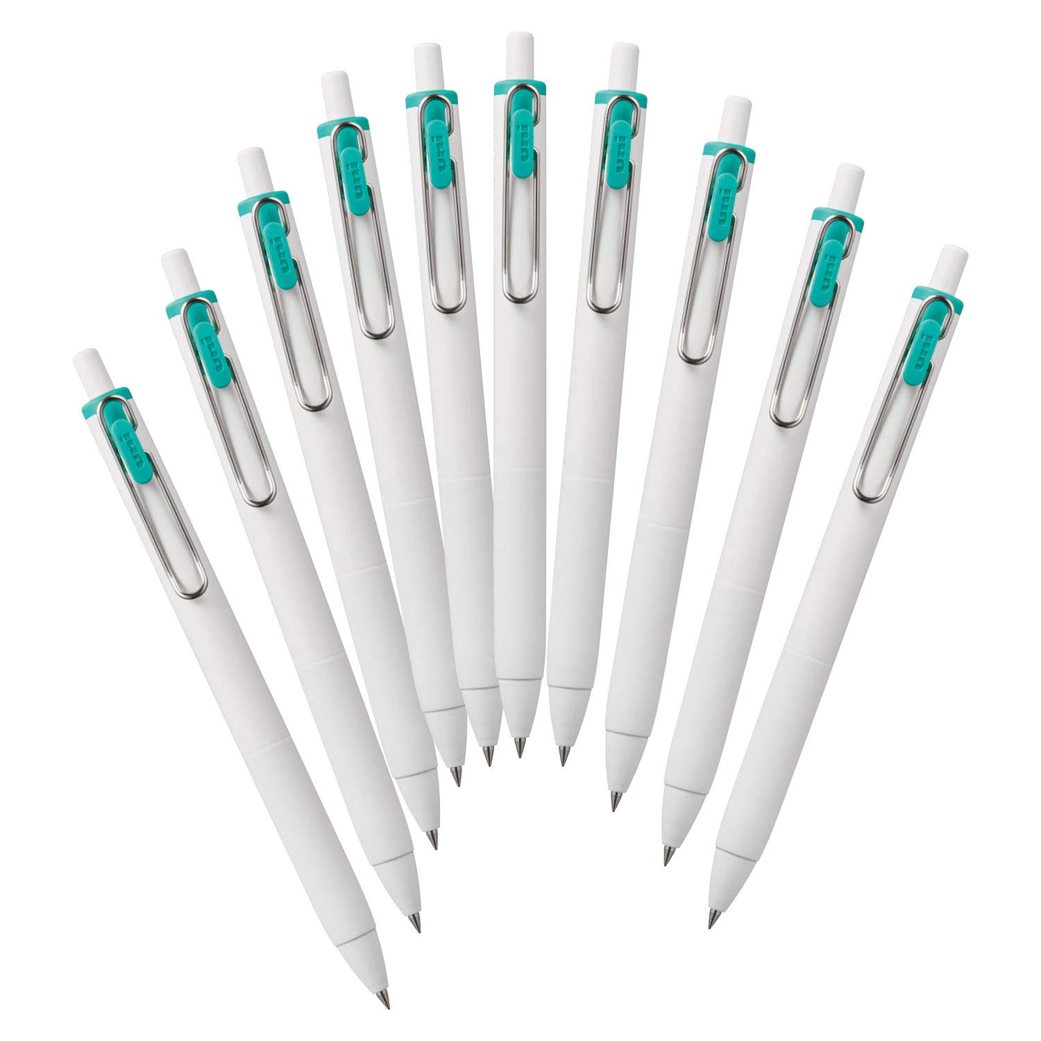 Mitsubishi Pencil Uni-Ball One UMNS38.31 Gel Ballpoint Pen, 0.01 inches (0.38 mm), Emerald, 10 Pieces