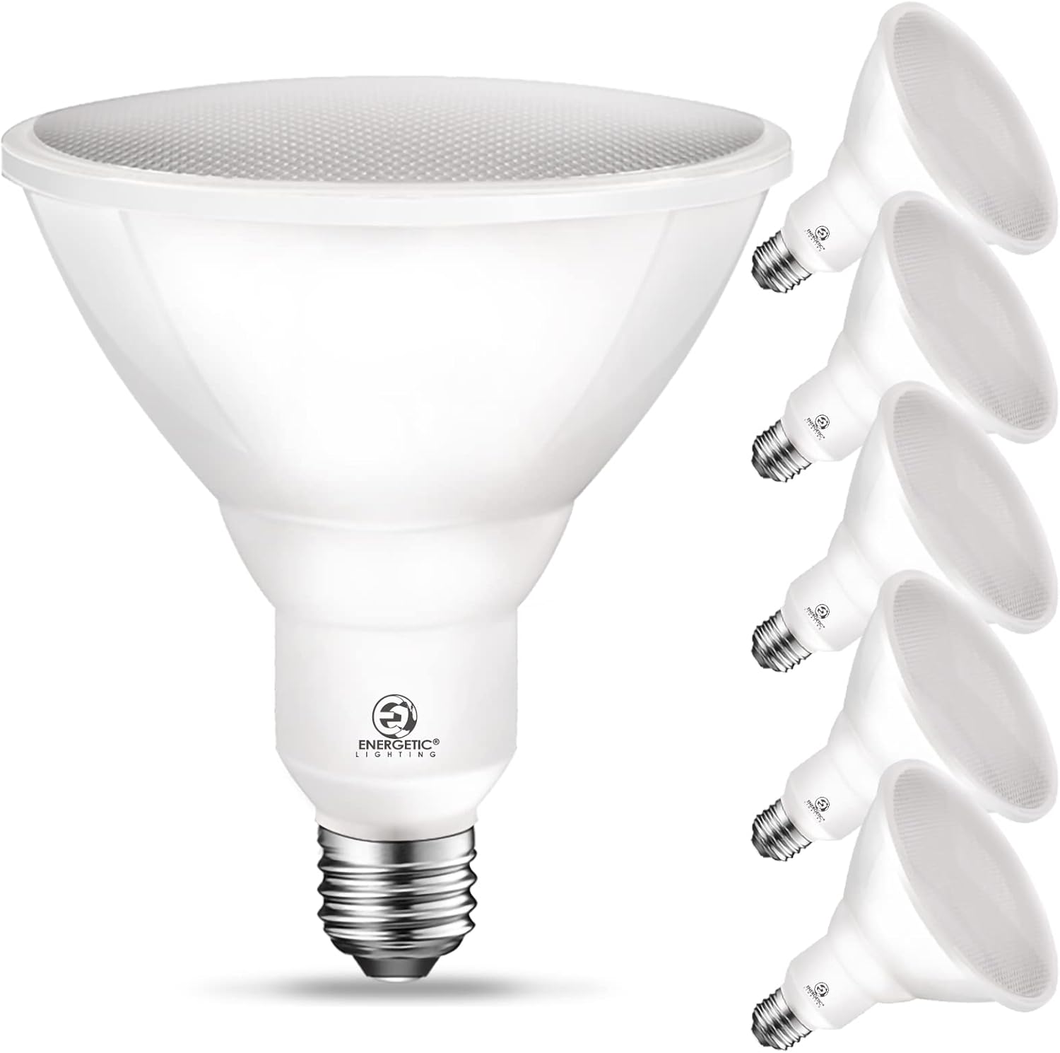 Energetic PAR38 LED Flood Outdoor Light Bulb, 5000K Daylight, 90 Watt Equivalent (11W), Wet Rated, 900LM, E26 Base, Non-Dimmable, UL, 6 Pack