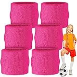 Wettarn Kids 6 Pcs 2 Inch Pink Wrist Sweatbands for Gymnastics, Athletic Child Wrist Bands, Birthday Party Favors for Kids, School Outdoor Activity, Suitable for Children Under 5 Years Old