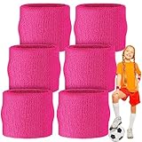 Wettarn 3 Pair Kids Wrist Sweatbands Gymnastics Sweat Band Pink Wristbands Athletic Child Wrist Bands Sports Fan Wristbands Basketball Football Birthday Party Favors for Kids School Outdoor Activity