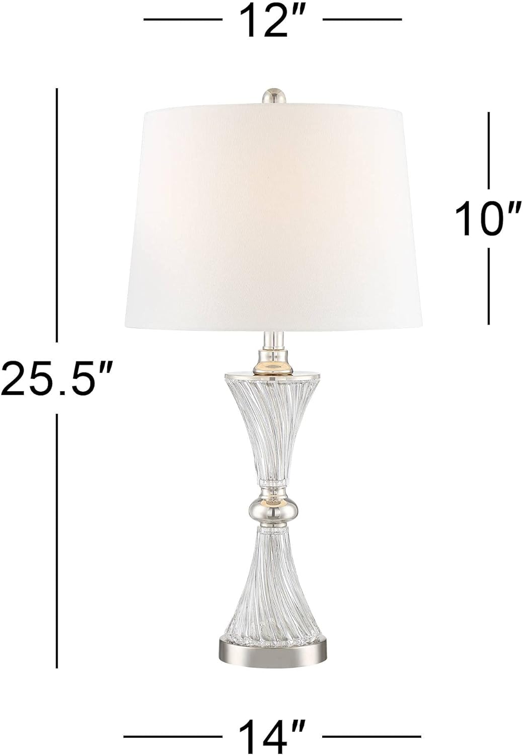 80% оƒƒ Dіѕсоunt Luca Modern Table Lamps 25.5 High Set of 2 with USB Charging Port Glass Chrome Silver Metal White Fabric Drum Shade for Living Room Bedroom House Bedside Nightstand Home - Regency Hill