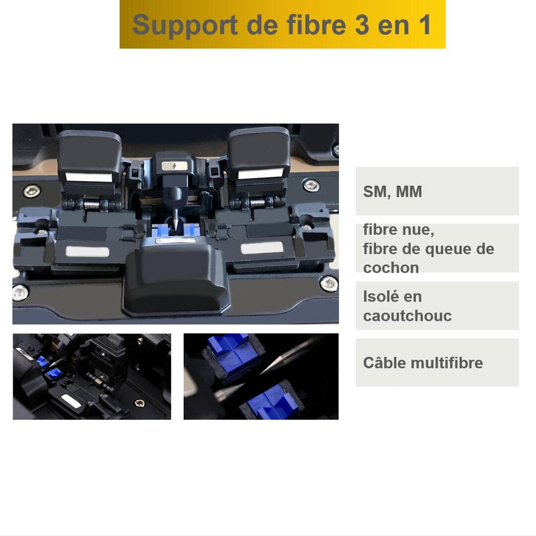 Fusion Splicer AI-9 Kit, soudeuse fibre optique avec 6 moteurs et alignement du noyau pour les projets de construction de lignes principales FTTH et d’épissage de câbles (EU Plug)