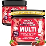 Llama Naturals Kids Multivitamin Gummies, Vegan, Organic with Vitamin D, C & K, Toddler Real Fruit Gummy Vitamins, Chewable Supplement, Whole Food Multivitamin, No Added Sugar Cane, Strawberry, 2 Pk