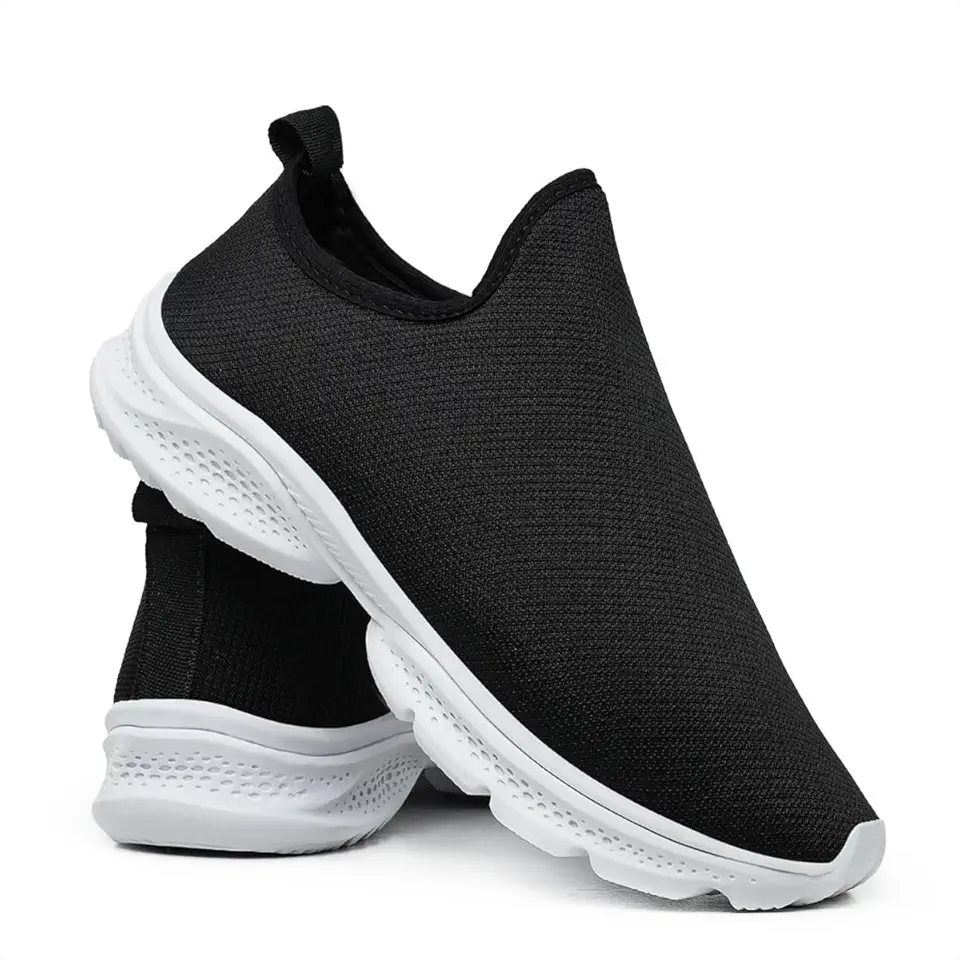 Tênis Feminino Meia Sem Cadarço Calce Facil Caminhada Academia Confortavel Preto