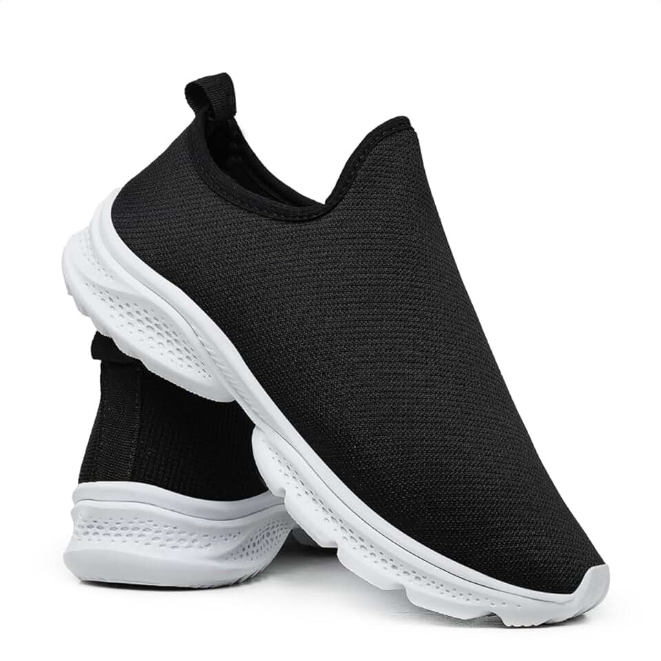 Tênis Feminino Meia Sem Cadarço Calce Facil Caminhada Academia Confortavel Preto