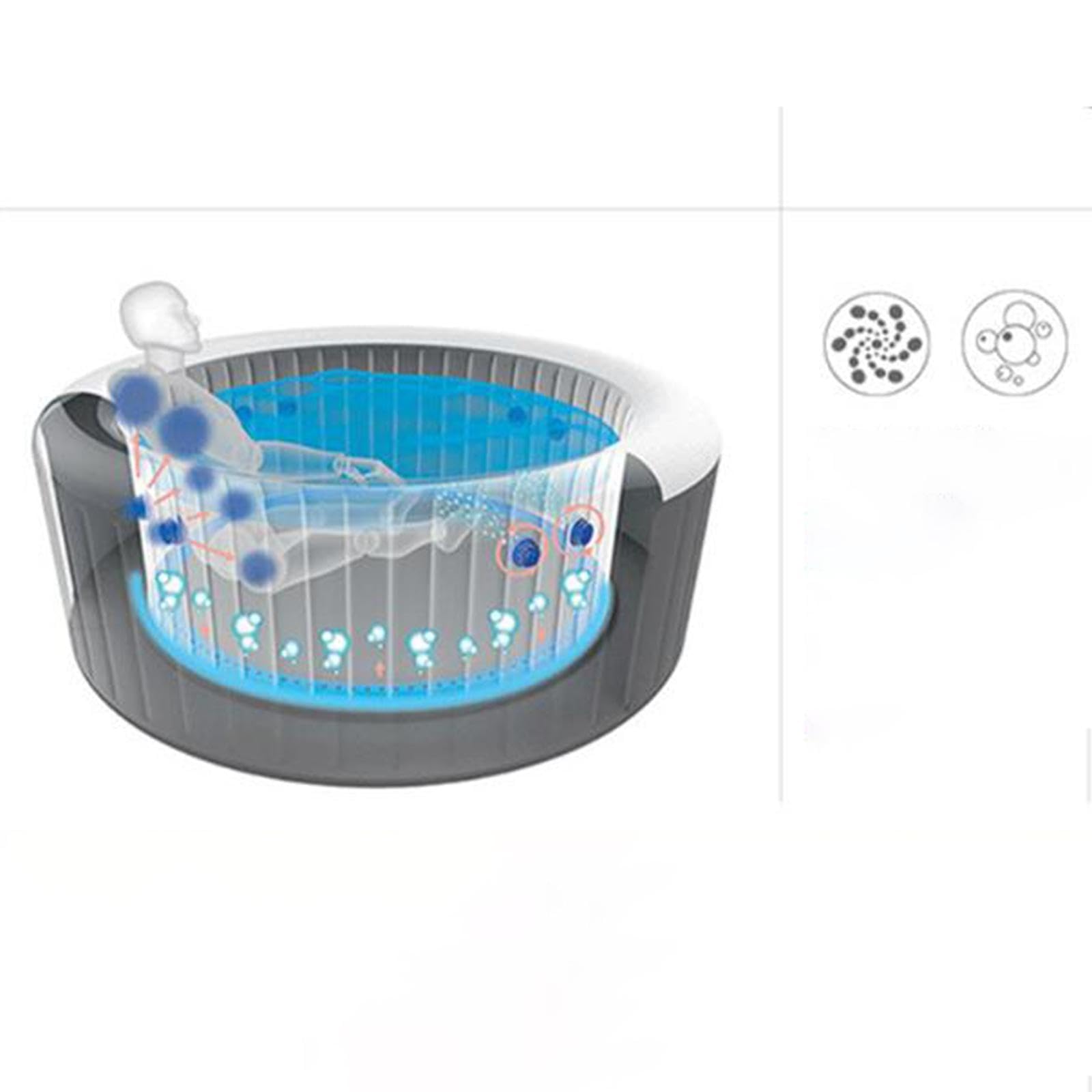 Spa Gonflable d'extérieur pour 4 à 6 Personnes, Spa Rond avec Chauffage Intelligent, pour fête en Plein air dans l'eau de Cour