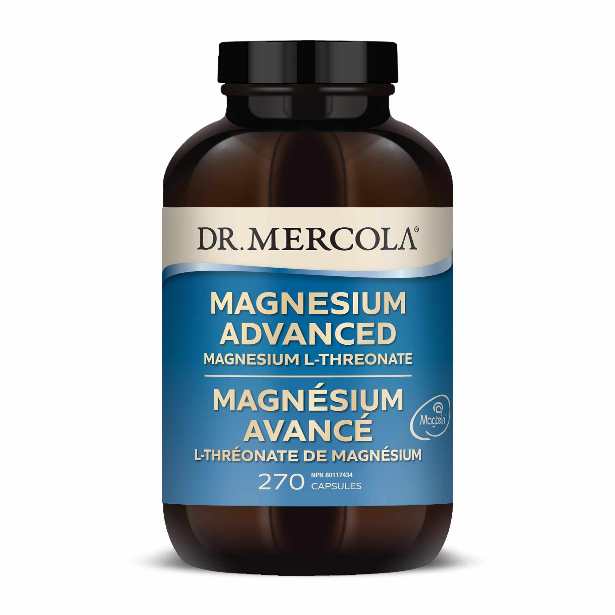 Dr. Mercola Magnesium L-Threonate Dietary Supplement, 2,000 mg Per Serving, 90 Servings (270 Capsules), Supports Bone Health, Non GMO, Soy Free, Gluten Free
