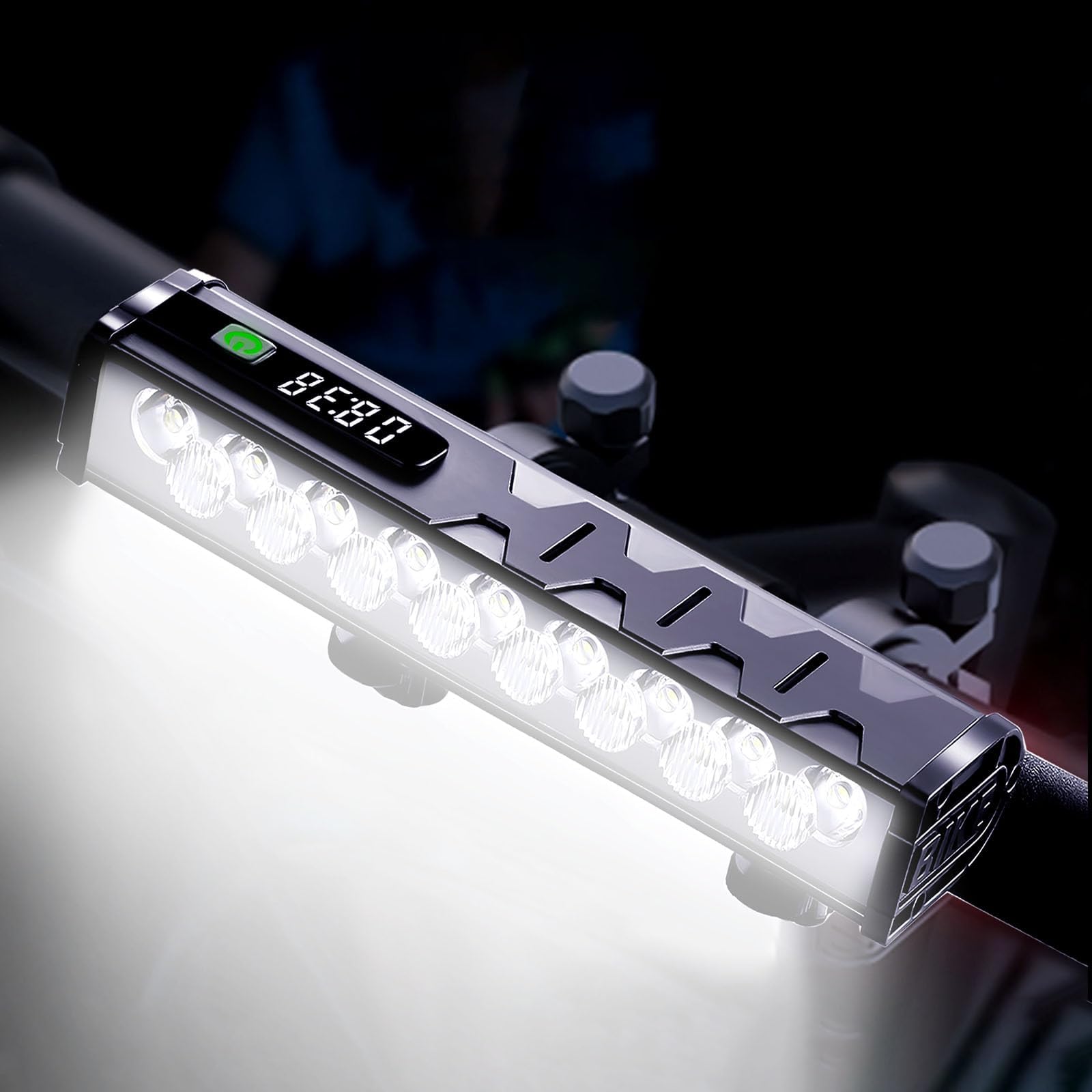 Luces para bicicleta, 17 LED de 25500 lúmenes, luz de bicicleta con 4 modos, 10000 mAh, luz recargable por USB, faro de bicicleta con pantalla de alimentación digital, luces de haz ancho para montar
