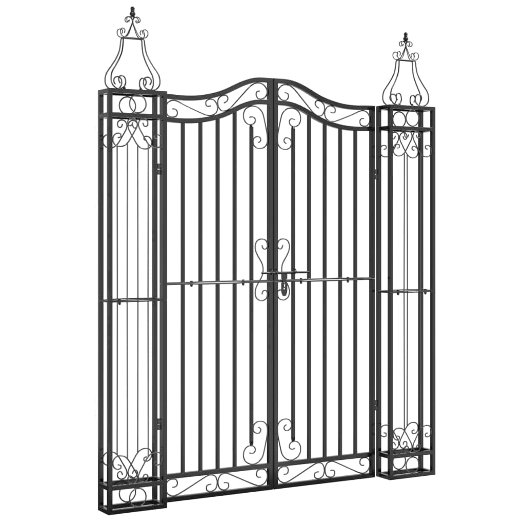 Vidaxl Garden Gate Black 121X8X150 Cm Wrought Iron from B&Q