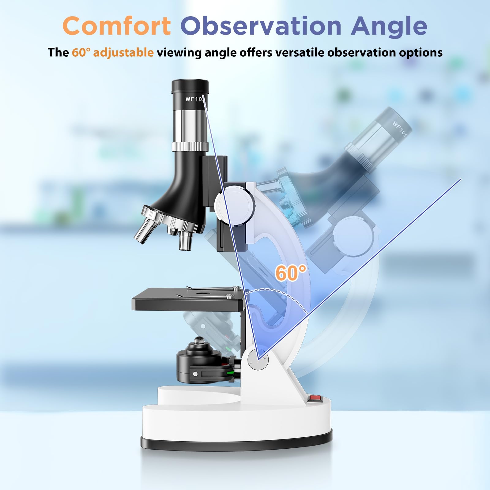 Kit Microscopio Professionale Bambini 100X-1200X: Microscopio Ottico per Ragazzi Scoperta STEM Biologia - Set Scienza con Vetrini Microscope, Scatola Trasporto - Regalo Educativo per Bambino 5-12 Anni