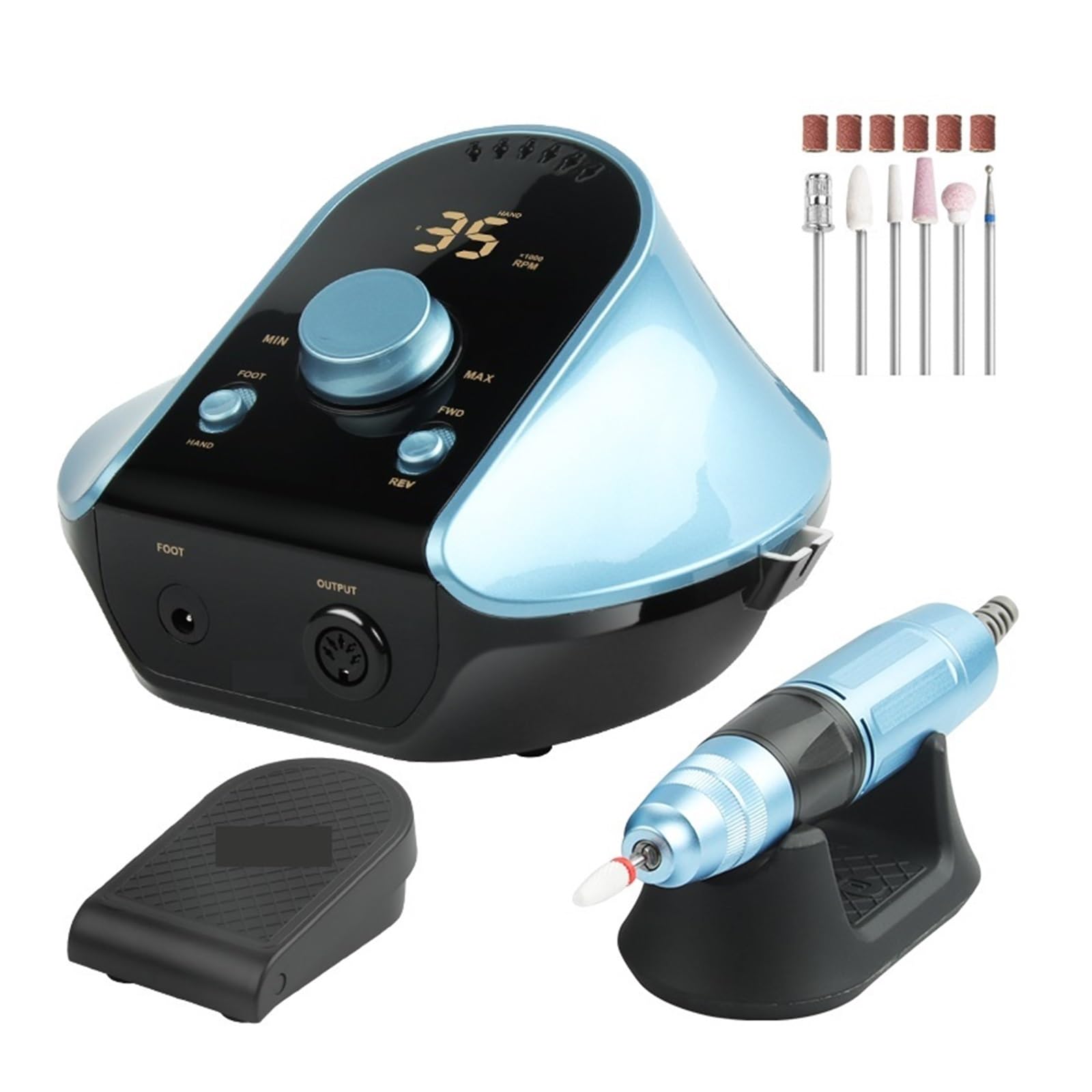 Frezarka do paznokci, Elektryczna wiertarka do paznokci, 45000 obr./min Profesjonalne frezy Zestaw do manicure do paznokci akrylowych Salon Manicure, cichy pilnik do paznokci do pedicure(Blauw)
