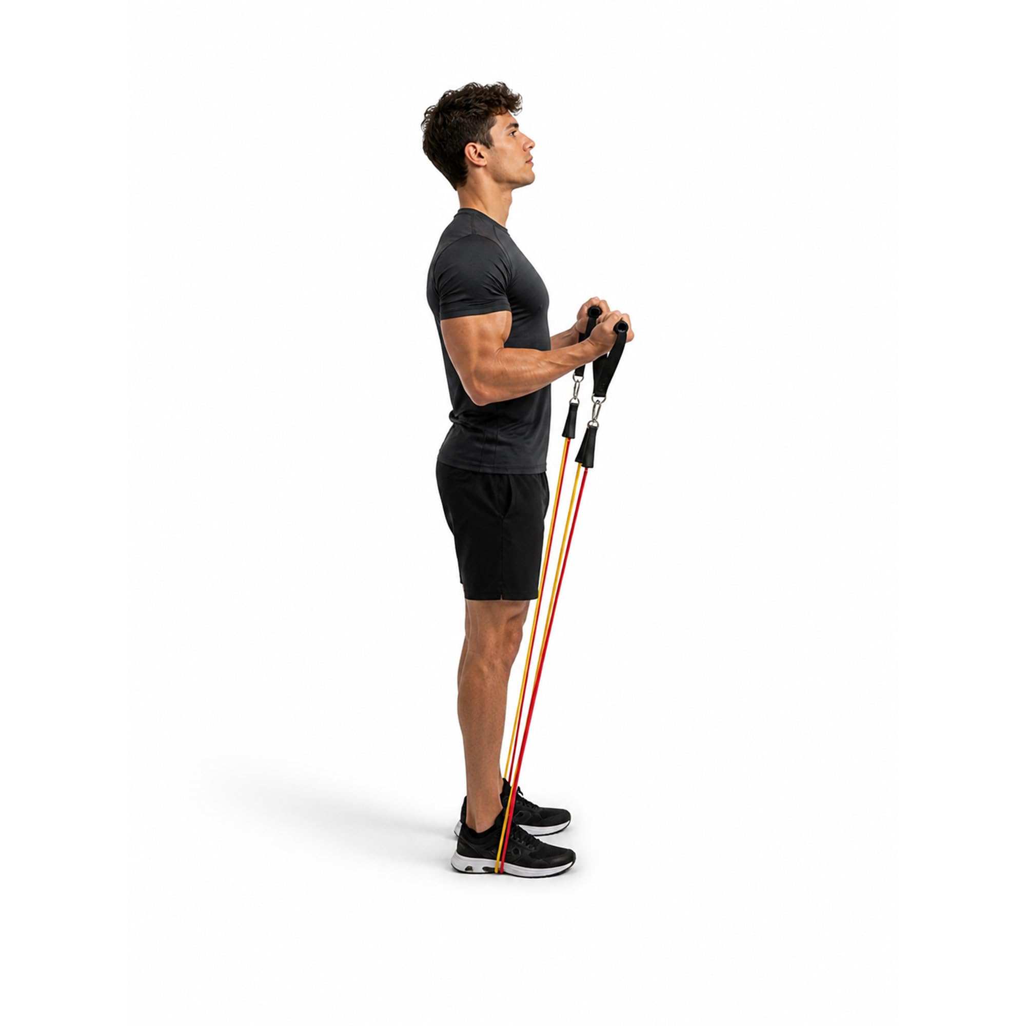 Kit Allenamento Smart Pro con Barra Modulare e 5 Elastici Fitness in TPR (5-25 kg), Set Bande Elastiche di Resistenza con Maniglie, Cavigliere e Ancoraggio Porta, Sacca Inclusa