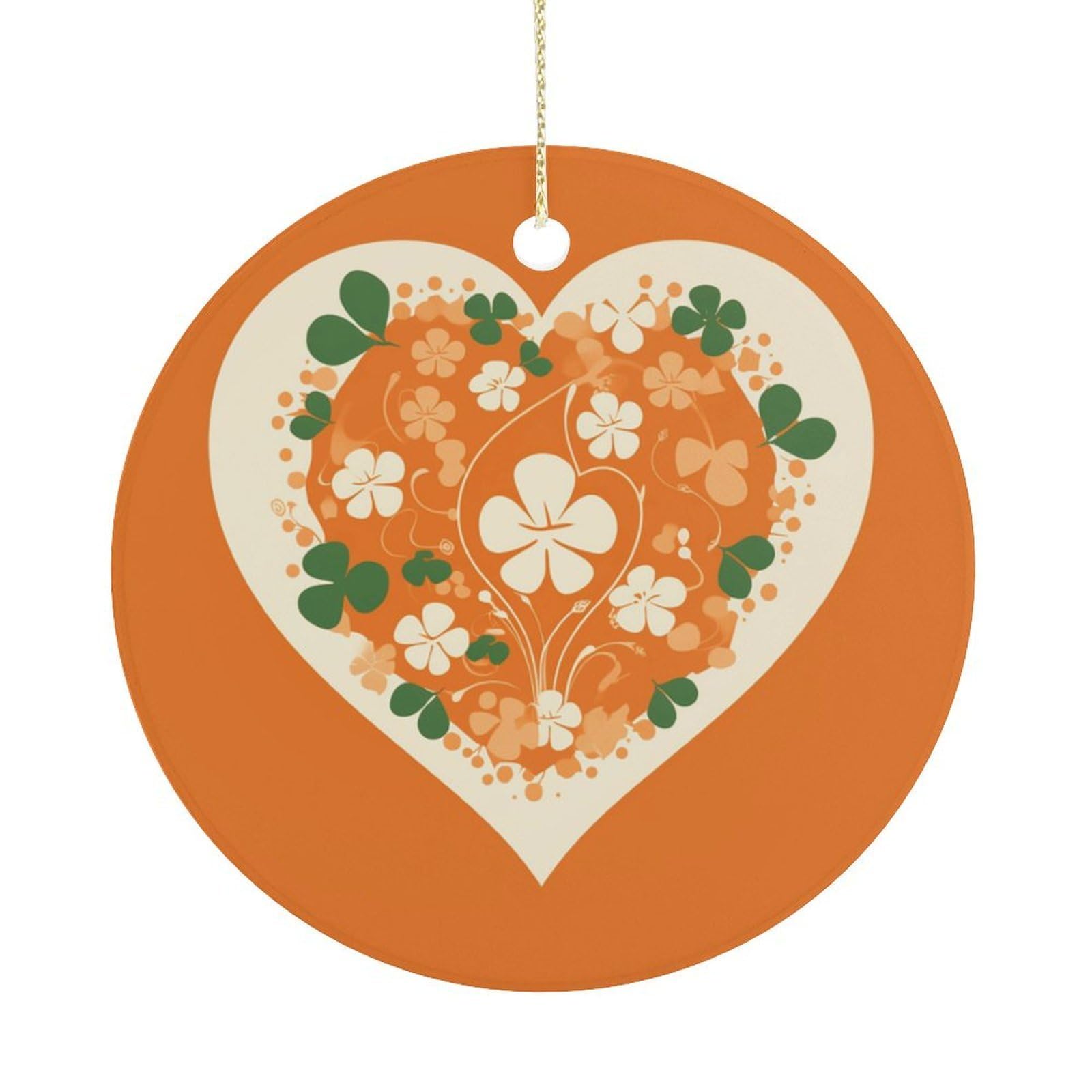 Heart Shape on Background Christmas Ornaments Colorful Round Ceramic Ornament Christmas Hanging Decor Christmas Tree Decorations Xmas Keepsake for Women Men Xmas Holiday Party