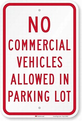 Fsdva Wall Decor Warning Sign Decor 8x12 Tin Metal Signs No Commercial Vehicles Allowed in Parking Lot Sign Safety Sign Novelty Signs