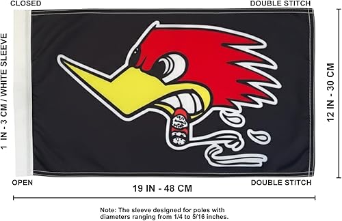 Miniatura 3 de JLP 6 pies de alto 1/4 de pulgada de poste de 19 x 12 pulgadas látigo de bandera para karts todoterreno para puerta deportiva 4X4 Glamis Sand Dunes