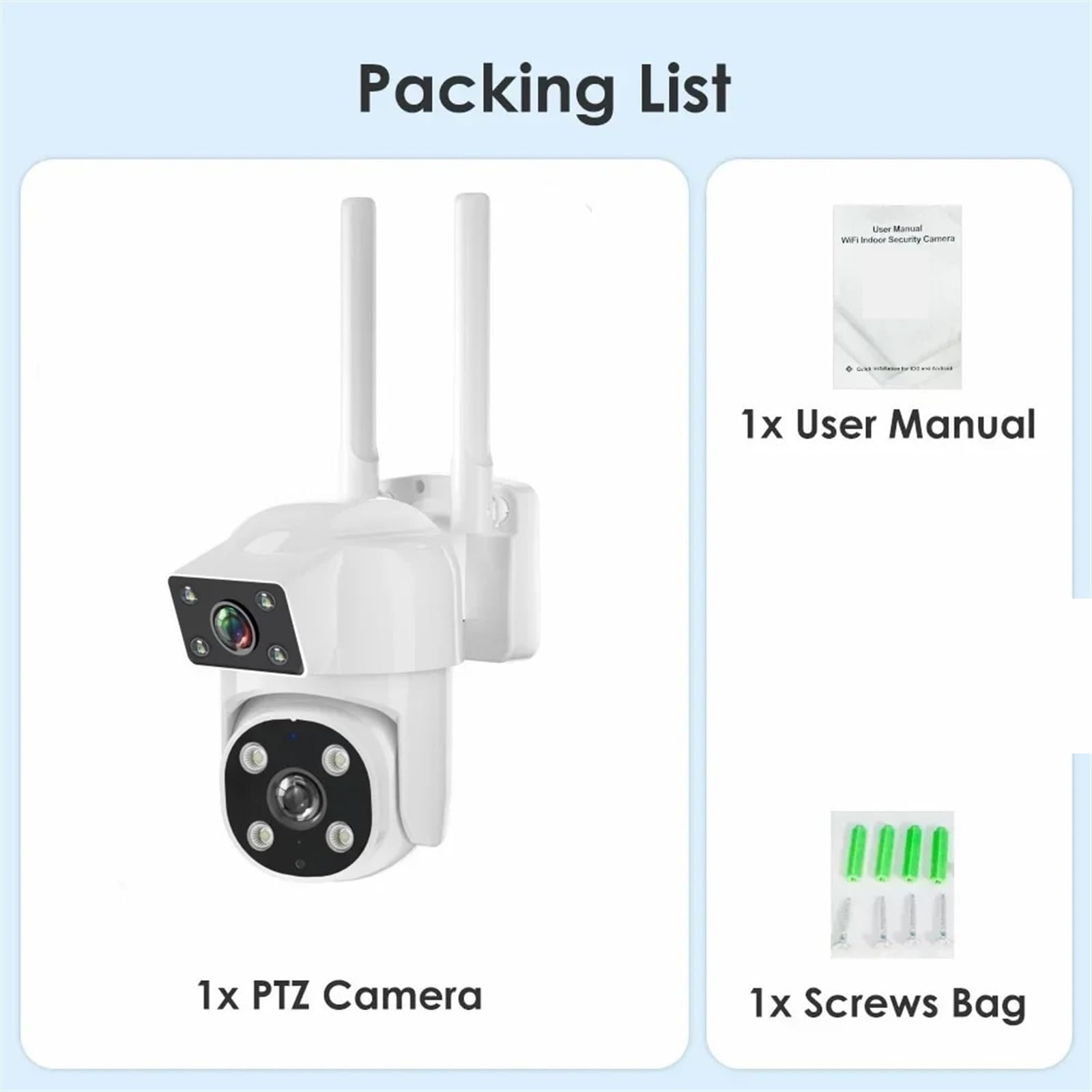 Caméra de sécurité, Caméra IP 4MP 2K PTZ, écran à Double Objectif, Suivi Humain AI, Vision Nocturne Polychrome, caméra de Surveillance extérieure sans Fil CCTV(Camera Add 64G)