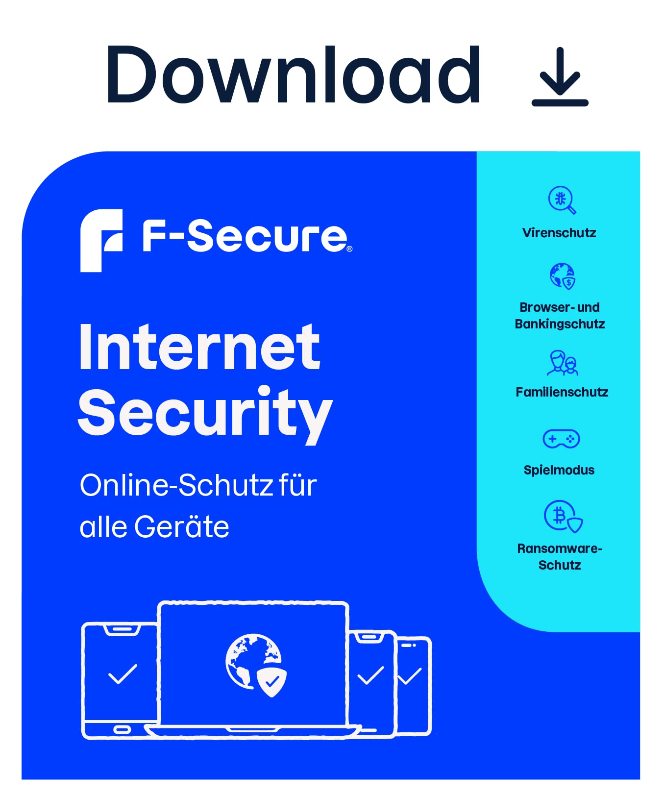 F-Secure Internet Security dla Alle Geräte [5 Geräte - 1 Jahr] [Vollversion]