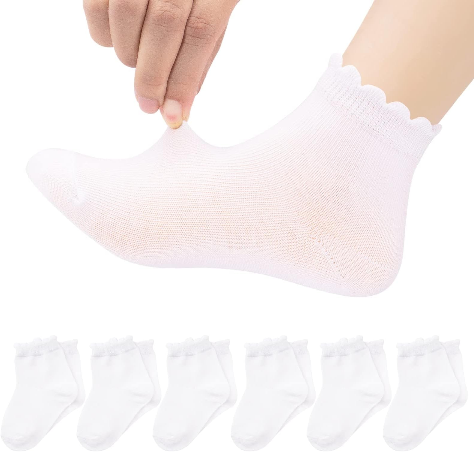 6 Pack Toddler Baby Girls Boys No Show Ankle Socks Cotton White Mesh Thin Low Cut Socks Kids 1-8Years