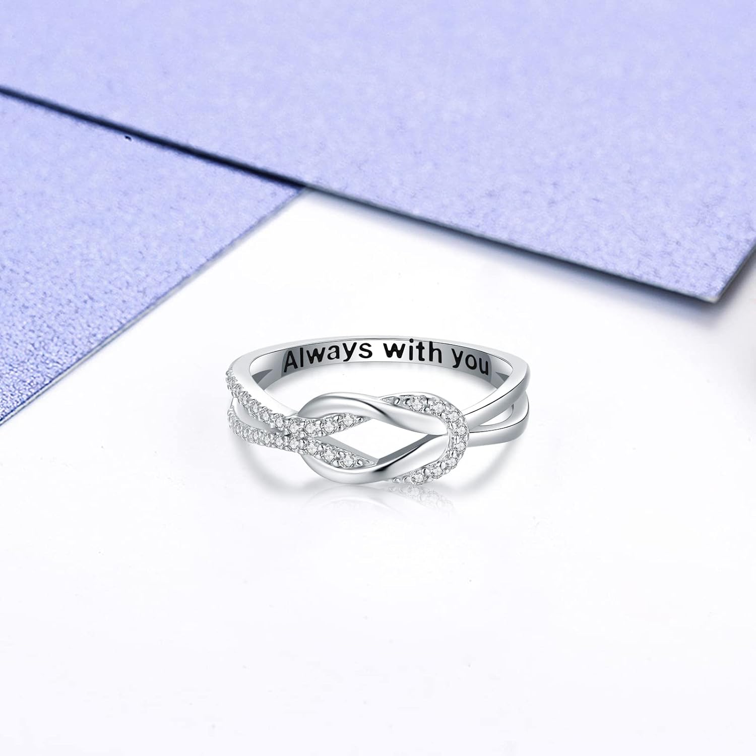 925 Sterling Silver Love Knot Ring for Mother and Daughter Square Knot Ring for Couple Friendship Kont Rings Mother's Day Birthday Valentine's Day Christmas Jewelry Gifts for Women - Image 3