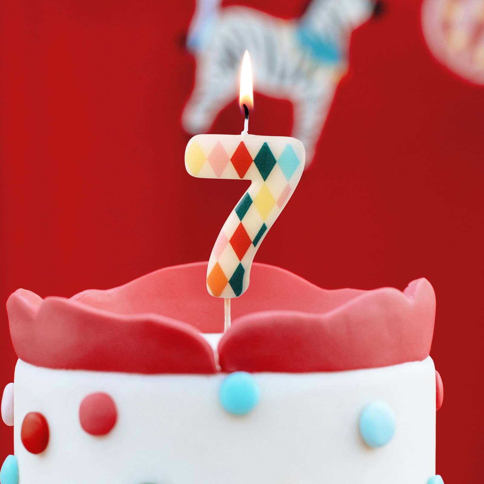 Elegant Number 7 Birthday Candle for Circus-Themed Party Celebrations Rhombus