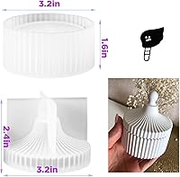 Vista 9 de 4Pcs Candle Jar Silicone Molds Set, Jars and Bottles with Lids Container Moulds, Striped Round Pot Molds for Making Uv Epoxy Plaster Concrete