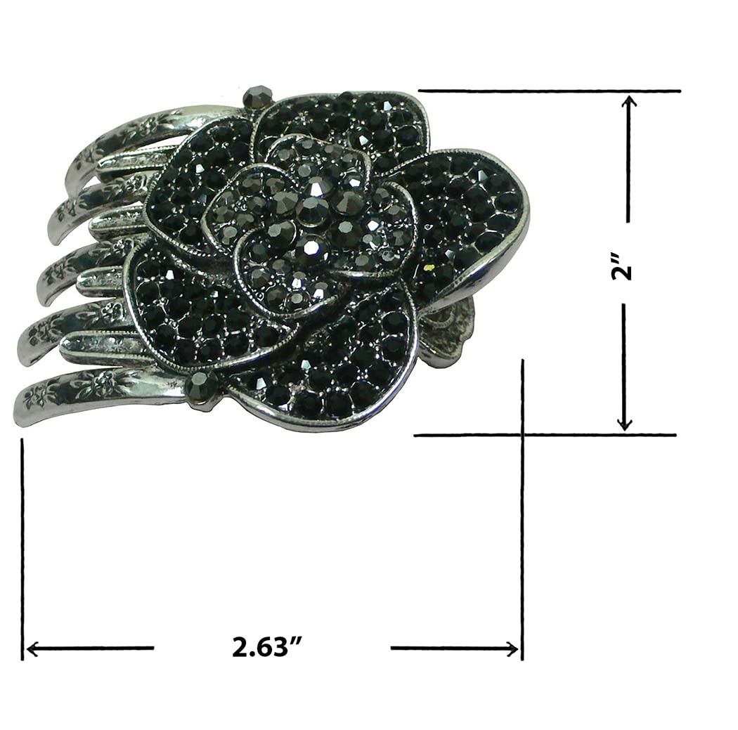 Set of 4 JCGY Hair Slide Crystal Sparkled Metal Hair Clamp 5A86104-1-4jetSapAmeCrys