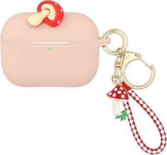 Wonhibo for Airpods Pro Case for Women Girls, Cute Kawaii Cover for Airpod Pro 2019 with Keychain Mushroom