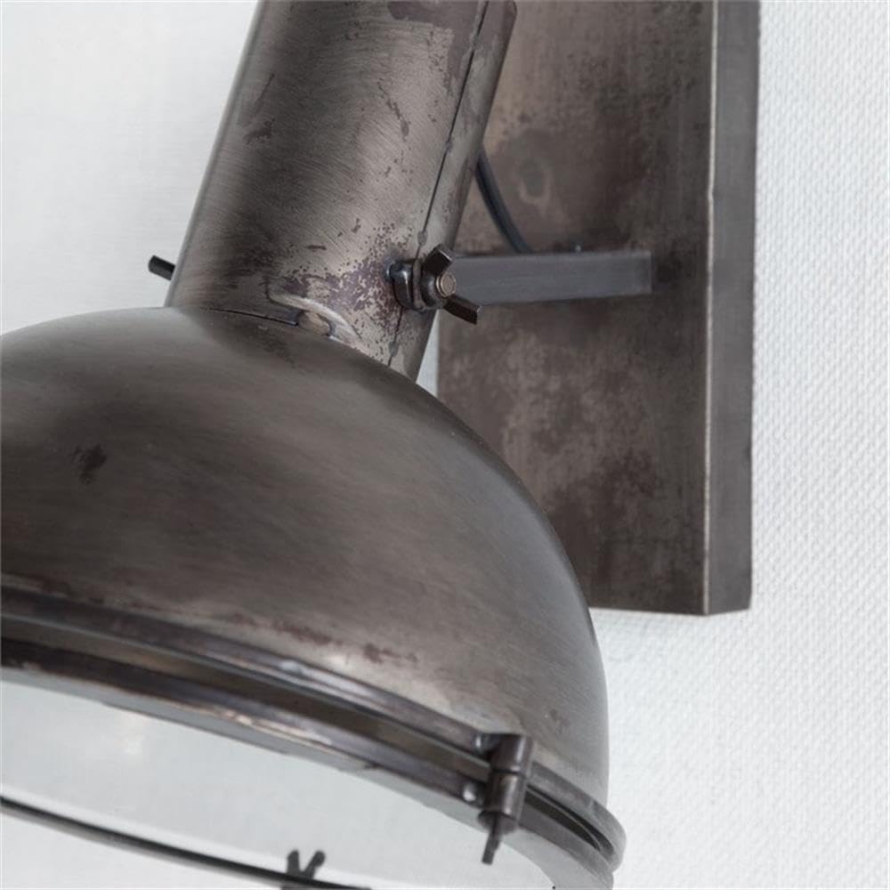 Pemberly Row Contemporary Gray Metal Wall Sconce, 10.3x12 in, Dome Shade Design with Glass Cover, Steampunk-Inspired Industrial Accent Lighting, Compact Mountable Fixture for Any Room Decor