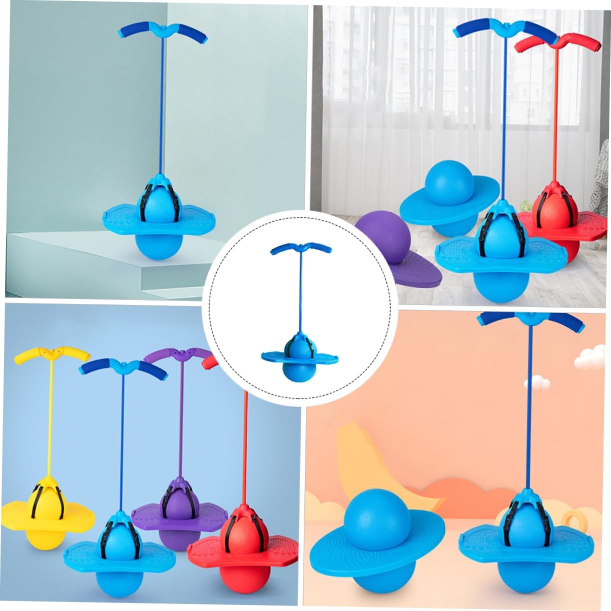 Children Jumping Ball with Handle Fitness Ball Toy for Boys and Girls Bouncy Balance Jump Board for Boys and Girls Inflatable Exercise Equipment for Active Play