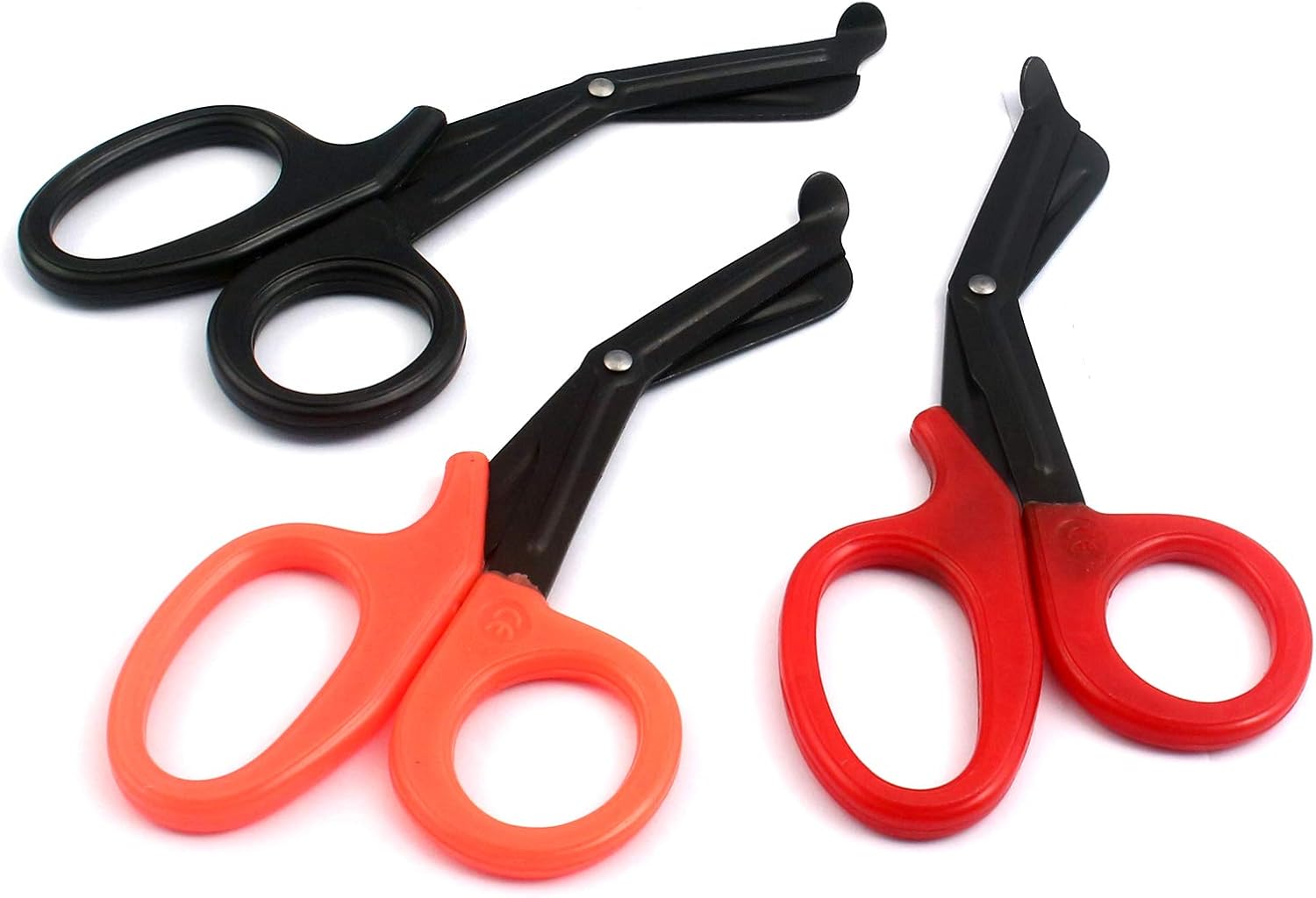G.S Pack of 3 PCS (Orange & Black & RED) Paramedic Utility Bandage Trauma EMT EMS Shears Scissors 7.25 INCH Stainless Steel with Black Blade