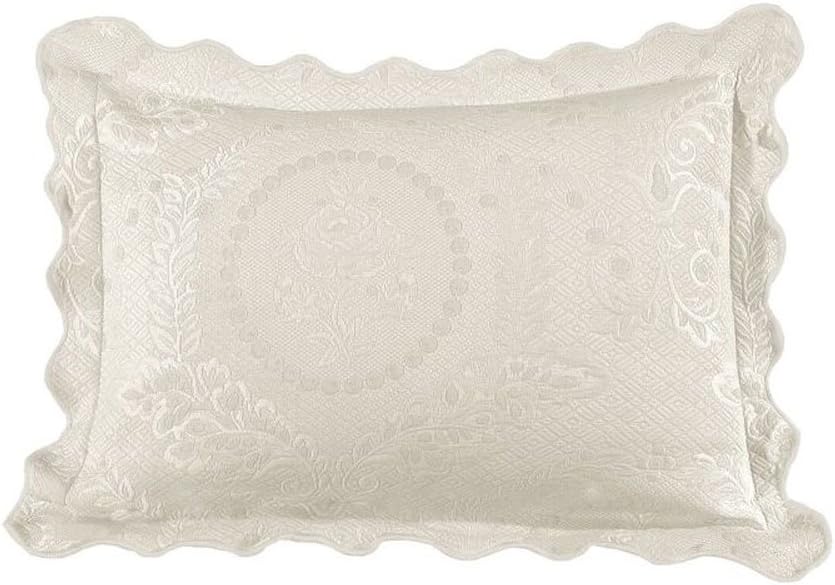 Europa Fine Linens English Rose Matelasse Sham, Standard, Ivory/Parchment, 2-Pack