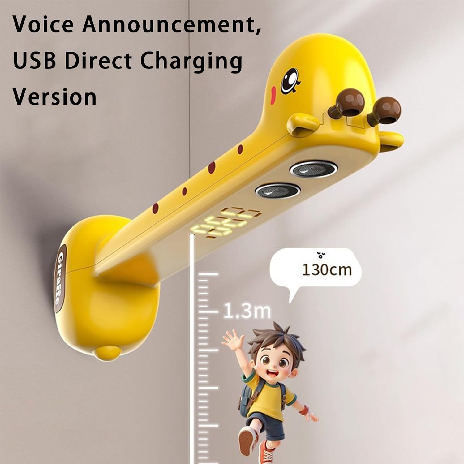 Ultrasonic Height Measurement, Portable Giraffe Cartoon Height Meter, Rechargeable Growth Tracker, for Kids, Children, Toddler, Boys, Girls, Room, Bedroom, Nursery, Classroom, Home, Kindergarten, Scho