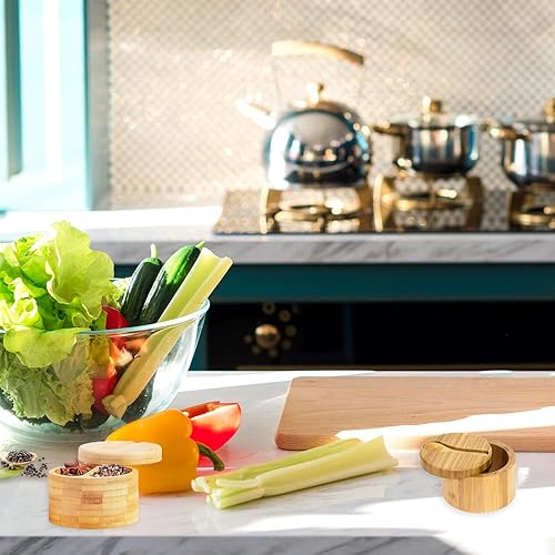 Miniatura 6 de Caja de sal, contenedor de tapa giratoria con tapa giratoria magnética, caja de almacenamiento de especias de sal para condimentos de cocina,