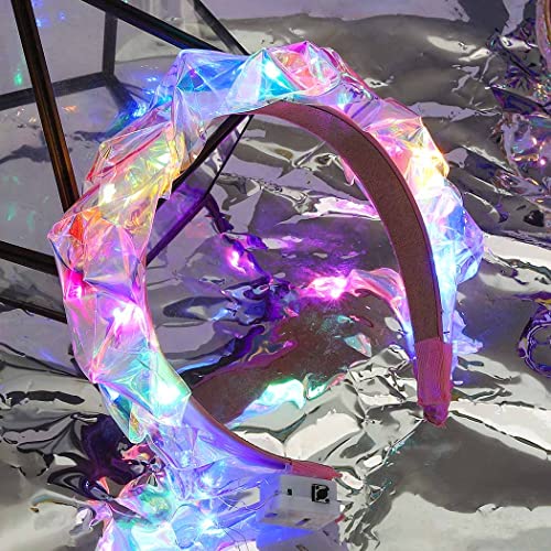 Cakure Light Up Headband Flash Glowing Hair Band Luminous Headbands Laser Hair Hoop For Nightclub Party Costume Headwear Decoration Hair Accessories For Women And Girls #TOP12