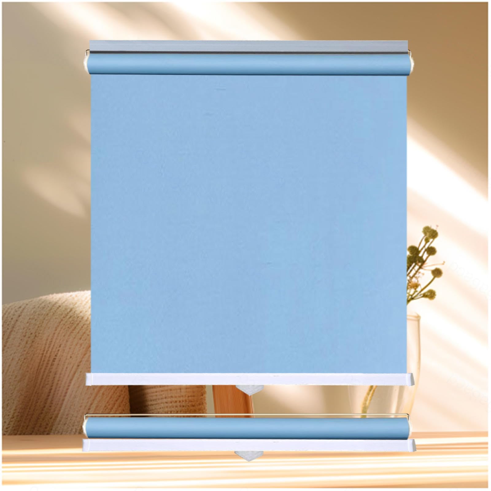 Thermal Blackout Roller Blinds 50/65/80/95/110/130cm, Window Roller Shades, Auto-retractable Blackout Curtains, Temporary Privacy Blinds, Home Sun Shades,blue-90x160cm/35 * 63in