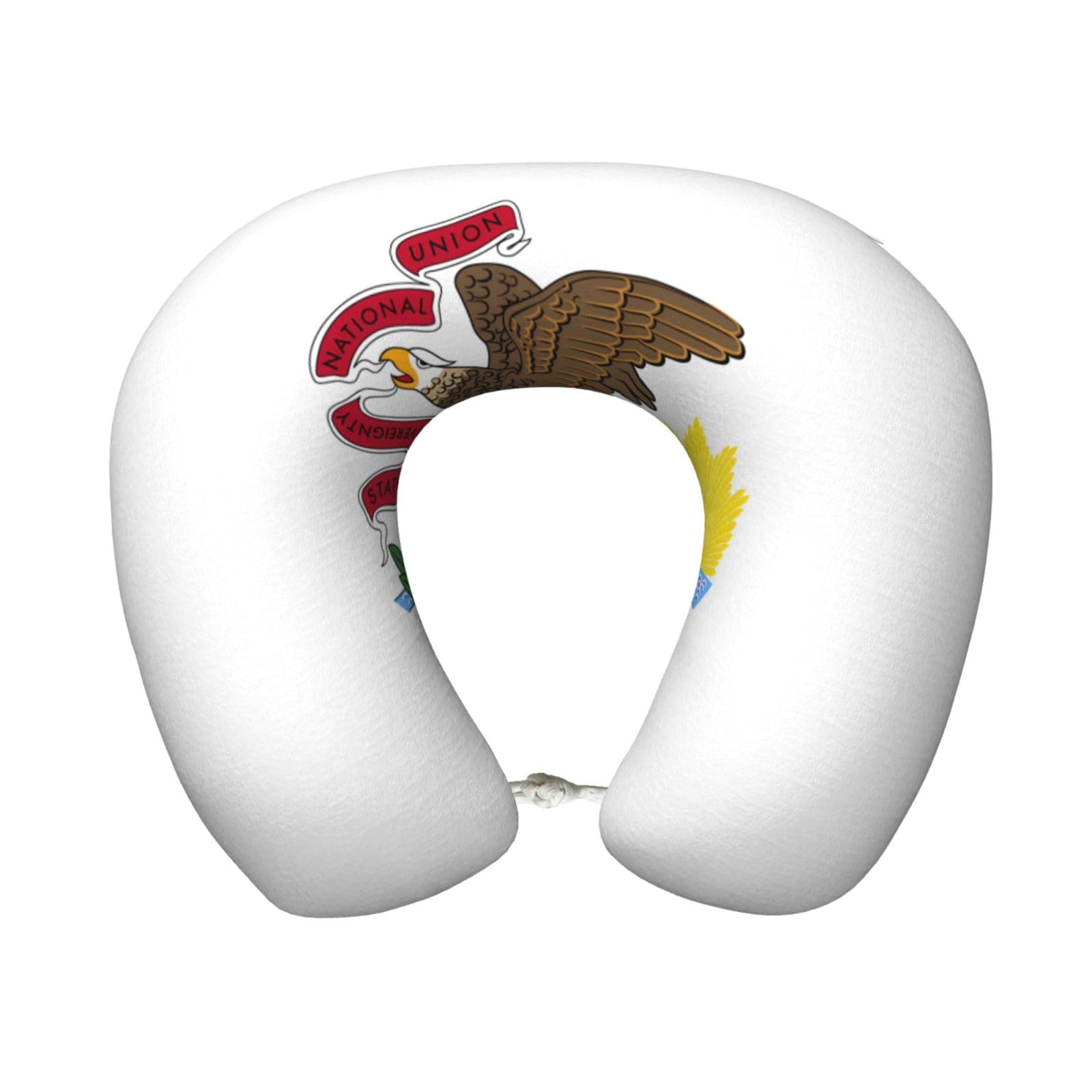 peiyeety Comfortable Illinois State Flag Print Memory Foam Travel Pillow - U-Shaped Neck Support for Trips, Office Naps, and More